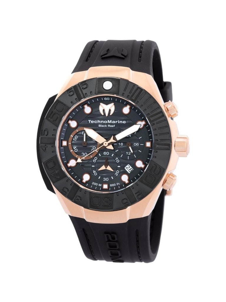Nwt Technomarine Reef Black Chronograph Gmt Quartz Black Dial Mens Watch